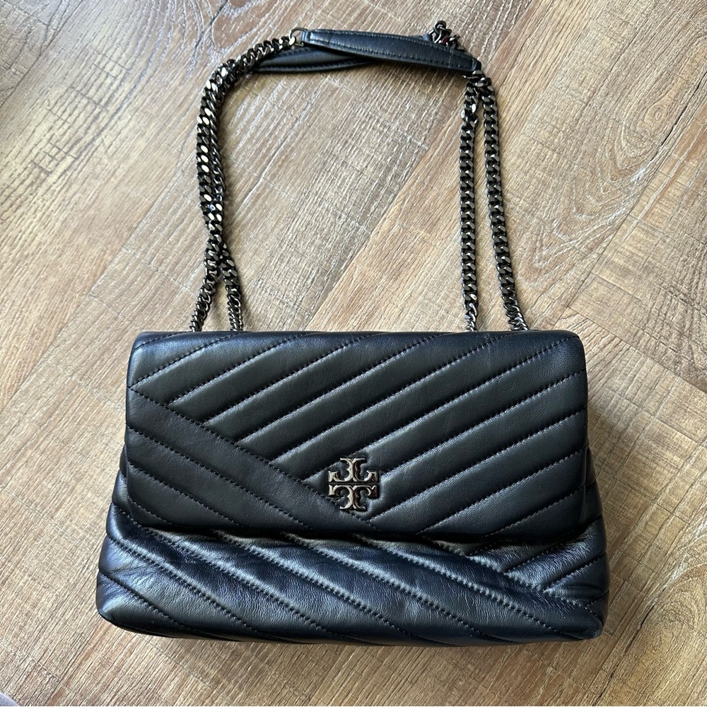 Tory Burch Black Kira Chevron Convertible Shoulder Bag
